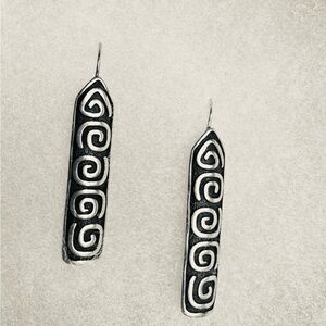 Native American Handcrafted SIGNED Silver Dangle Earrings